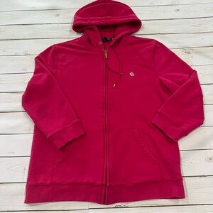 Lauren Ralph Lauren Women's Zip Up Hoodie Sweatshirt Pink Sz L Classic Fit